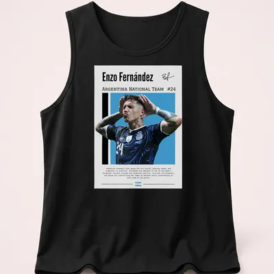 Graphic t-shirt featuring Enzo Fernández's name and number in bold lettering — printed on a tank top