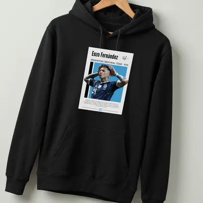 Graphic t-shirt featuring Enzo Fernández's name and number in bold lettering — printed on a unisex hoodie