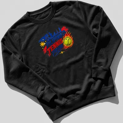 Bold graphic of a tennis ball and skyline with Filipino pride text — printed on a unisex sweatshirt