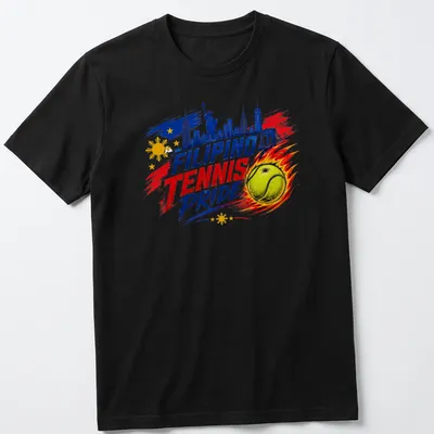 Bold graphic of a tennis ball and skyline with Filipino pride text