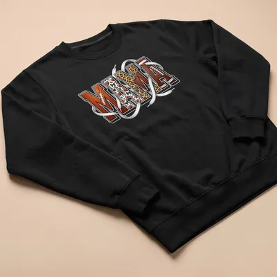 Leopard print t-shirt featuring 'MAMA' in bold lettering for football moms. — printed on a unisex sweatshirt