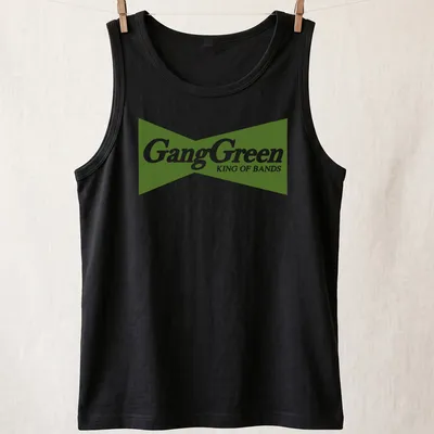 Bold typography Gang Green King Of Bands t-shirt in green and white — printed on a tank top