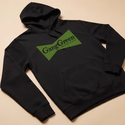 Bold typography Gang Green King Of Bands t-shirt in green and white — printed on a unisex hoodie