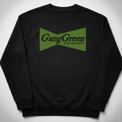 Bold typography Gang Green King Of Bands t-shirt in green and white — printed on a unisex sweatshirt