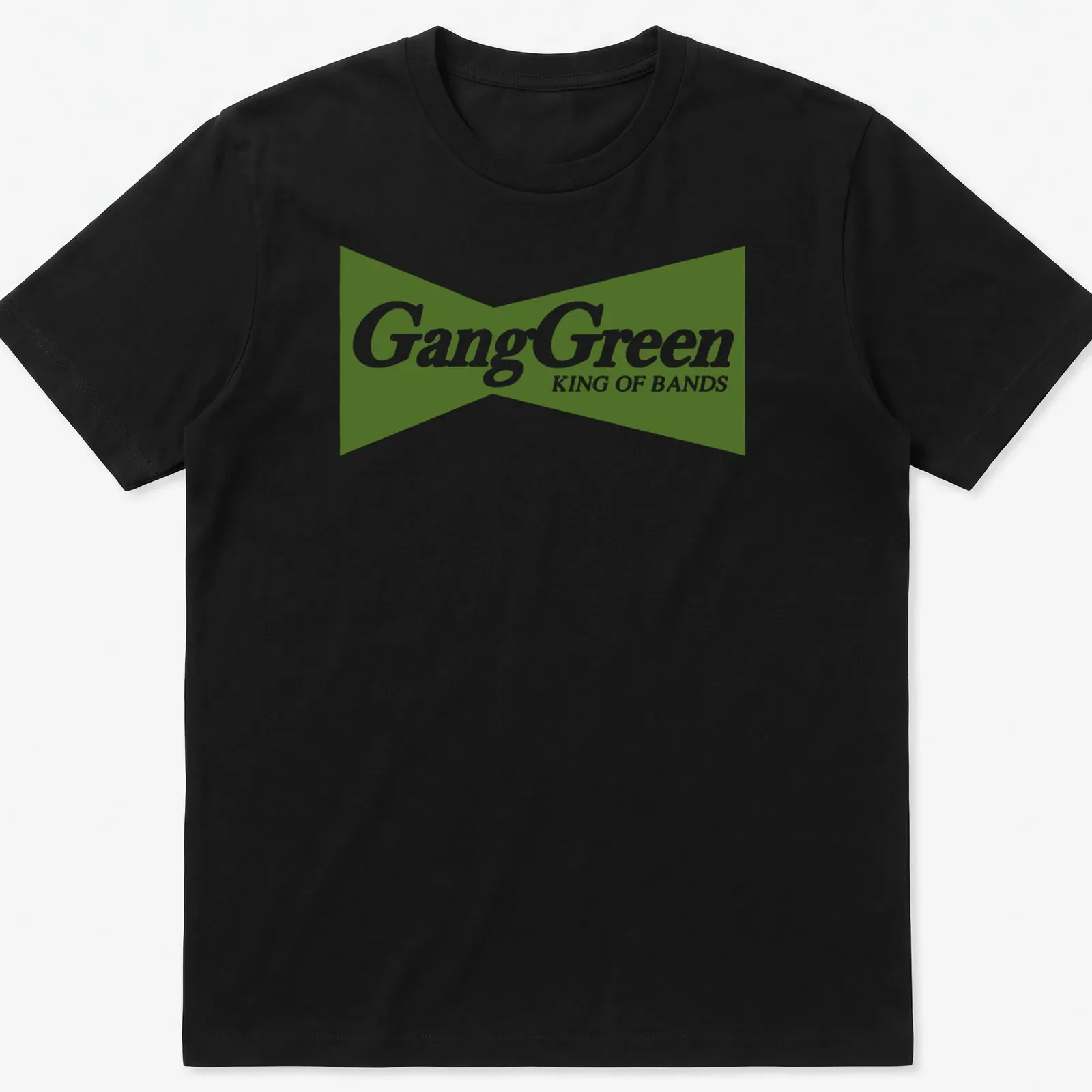 Bold typography Gang Green King Of Bands t-shirt in green and white — printed on a unisex t-shirt