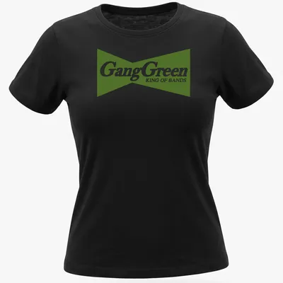 Bold typography Gang Green King Of Bands t-shirt in green and white — printed on a women's shirt