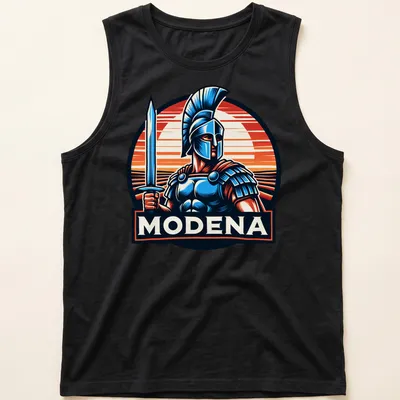 Vintage style Gladiator t-shirt with bold typography and colorful illustration — printed on a tank top