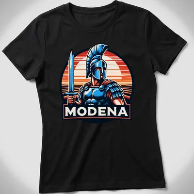 Vintage style Gladiator t-shirt with bold typography and colorful illustration — printed on a women's shirt
