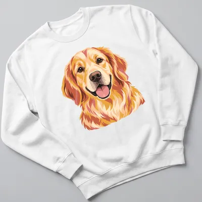 Pop art style Golden Retriever in gold, orange, cream, and brown hues — printed on a unisex sweatshirt