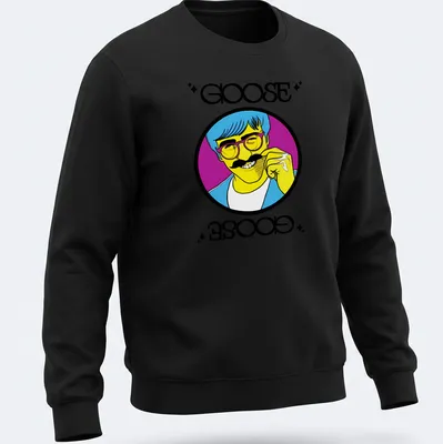 Vibrant pop art Goose Goose T-shirt with a whimsical goose design — printed on a unisex sweatshirt
