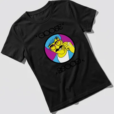 Vibrant pop art Goose Goose T-shirt with a whimsical goose design — printed on a women's shirt