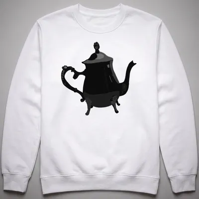 Illustrative Gothic teapot design in black on a — printed on a unisex sweatshirt
