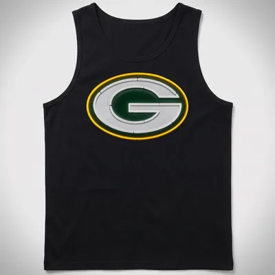 Neon Green Bay Packers logo t-shirt in green, white, and yellow — printed on a tank top
