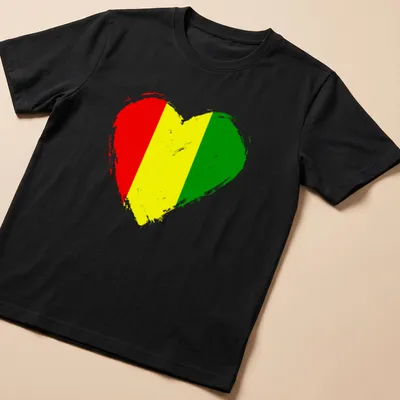 Distressed Guinea flag heart design in red, yellow, and green