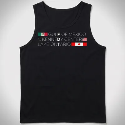 Minimalist design with international flags and text on a — printed on a tank top