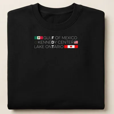 Minimalist design with international flags and text on a — printed on a unisex sweatshirt