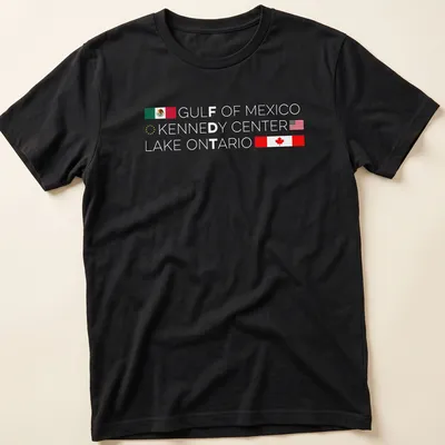Minimalist design with international flags and text on a T-shirt