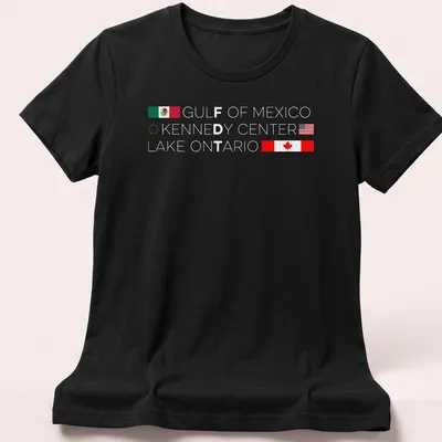 Minimalist design with international flags and text on a — printed on a women's shirt