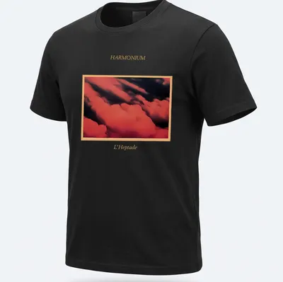 Album cover graphic featuring bold abstract design for Harmonium L'Heptade — printed on a unisex t-shirt