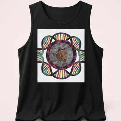 Abstract colorful horse design with the text 'The Great Horse' — printed on a tank top