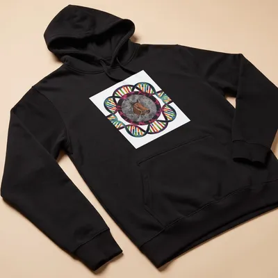 Abstract colorful horse design with the text 'The Great Horse' — printed on a unisex hoodie