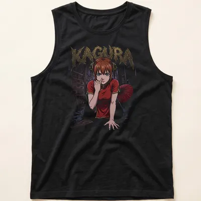 Anime-inspired t-shirt featuring Kagura with bold lettering. — printed on a tank top