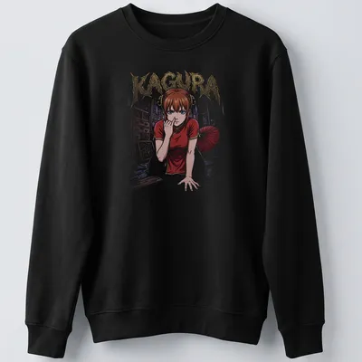 Anime-inspired t-shirt featuring Kagura with bold lettering. — printed on a unisex sweatshirt