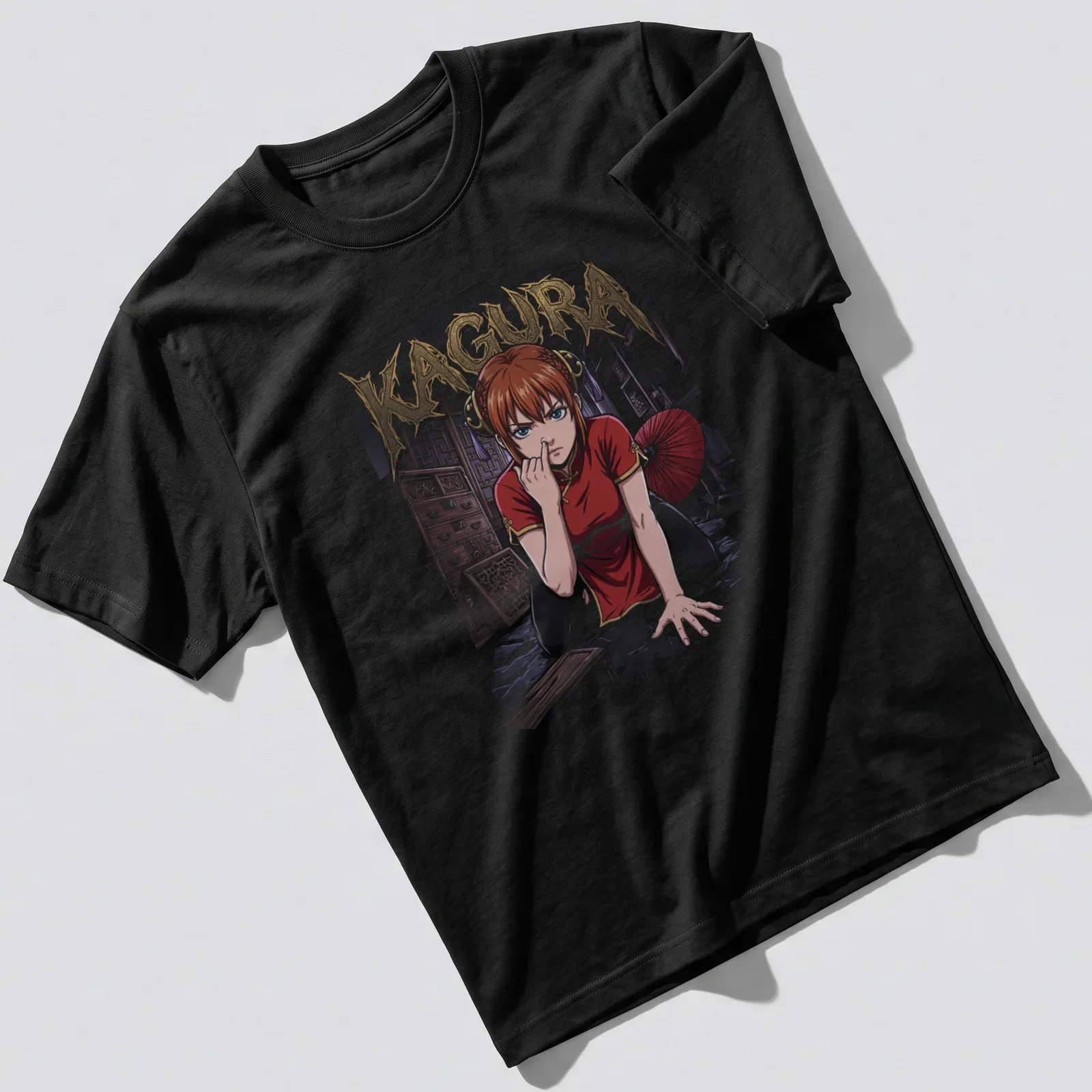 Anime-inspired t-shirt featuring Kagura with bold lettering. — printed on a unisex t-shirt