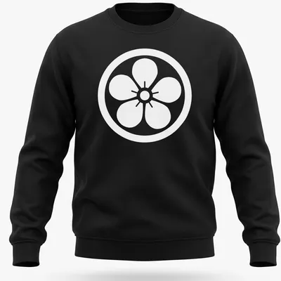 Kamon emblem printed on a T-shirt representing Japanese heritage. — printed on a unisex sweatshirt