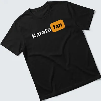 Bold Karate Fan T-Shirt with modern typography in black, orange, and white