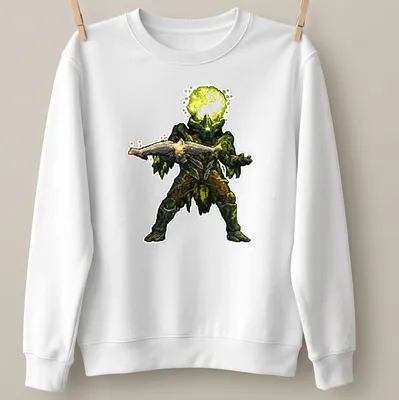 Pixel art of Kelgorath, a green creature with a bold design against a dark background. — printed on a unisex sweatshirt