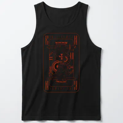 Vintage illustration of a playing card king with King Crimson text — printed on a tank top