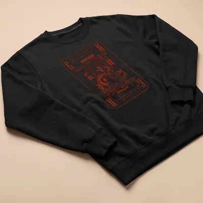 Vintage illustration of a playing card king with King Crimson text — printed on a unisex sweatshirt
