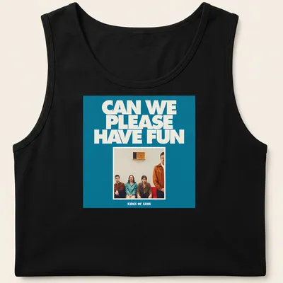 Graphic t-shirt featuring Kings Of Leon with modern illustration and playful text — printed on a tank top