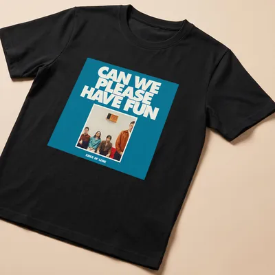Graphic t-shirt featuring Kings Of Leon with modern illustration and playful text