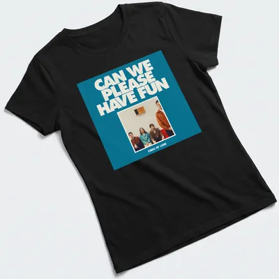 Graphic t-shirt featuring Kings Of Leon with modern illustration and playful text — printed on a women's shirt