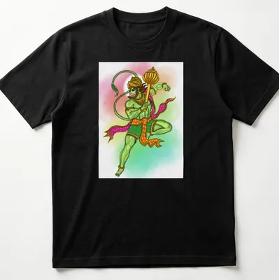 Digital illustration of Lord Hanuman in vibrant colors