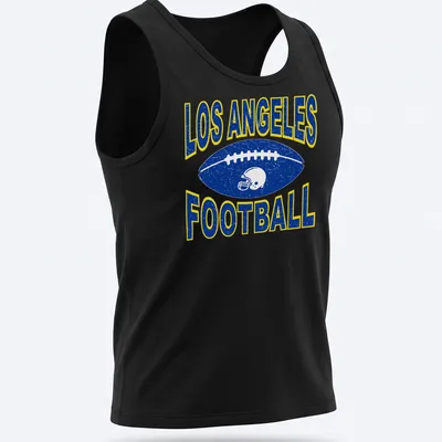 Retro distressed Los Angeles Football t-shirt with a football and helmet graphic — printed on a tank top