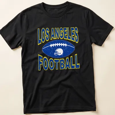 Retro distressed Los Angeles Football t-shirt with a football and helmet graphic