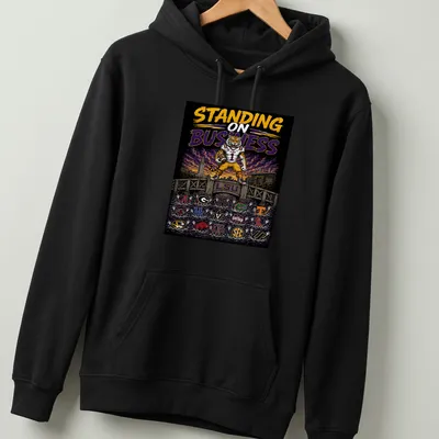 Vibrant illustration featuring LSU Tigers with bold text — printed on a unisex hoodie