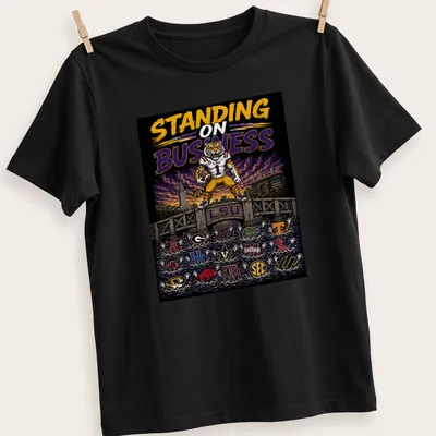 Vibrant illustration featuring LSU Tigers with bold text
