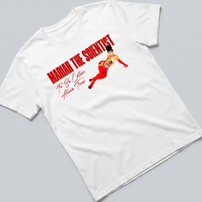 Glamorous Mariah The Scientist t-shirt with red dress and tour text