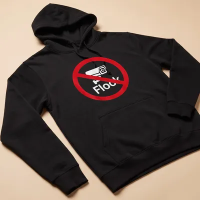 Bold graphic t-shirt featuring 'No Flock' text on a red background. — printed on a unisex hoodie