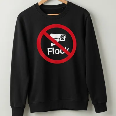 Bold graphic t-shirt featuring 'No Flock' text on a red background. — printed on a unisex sweatshirt