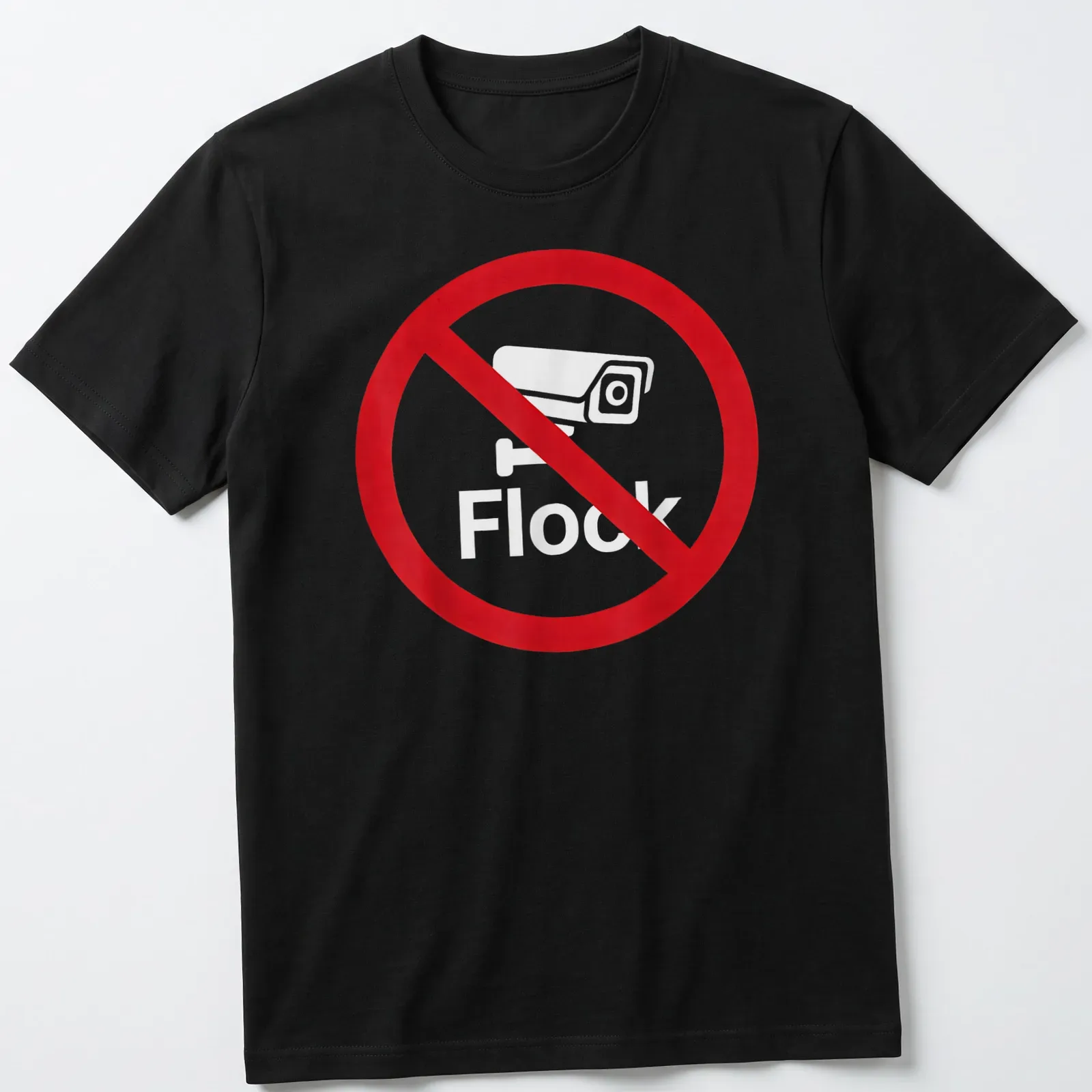 Bold graphic t-shirt featuring 'No Flock' text on a red background. — printed on a unisex t-shirt