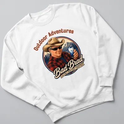Vintage T-shirt featuring a man in a cowboy hat with outdoor adventure text — printed on a unisex sweatshirt