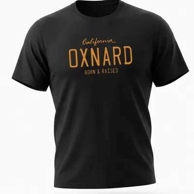 Bold Oxnard California Born & Raised t-shirt with modern typography