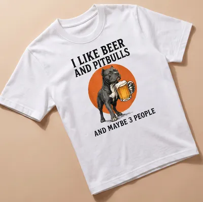 Vintage retro t-shirt featuring a pitbull holding beer and humorous text