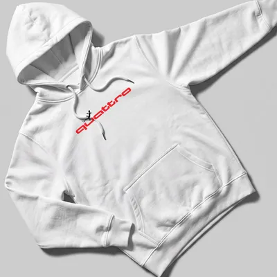 Bold graphic tee featuring a lizard and the word quattro in red and black — printed on a unisex hoodie