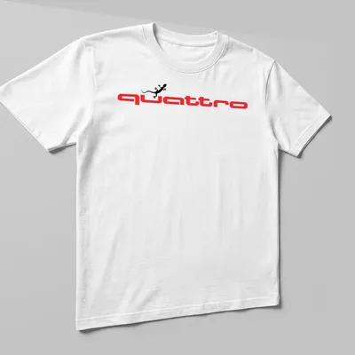 Bold graphic tee featuring a lizard and the word quattro in red and black — printed on a unisex t-shirt (angled view)
